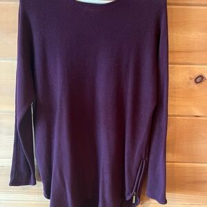 Burgundy Michael Kors Tunic  Sweater with zipper detail Sz M Body Con Cozy EUC